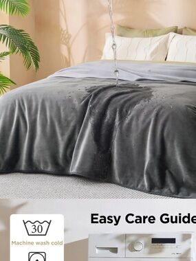 NWT All-Season Cozy Comfort Micro-Fleece & Flannel Blanket - Gray XL